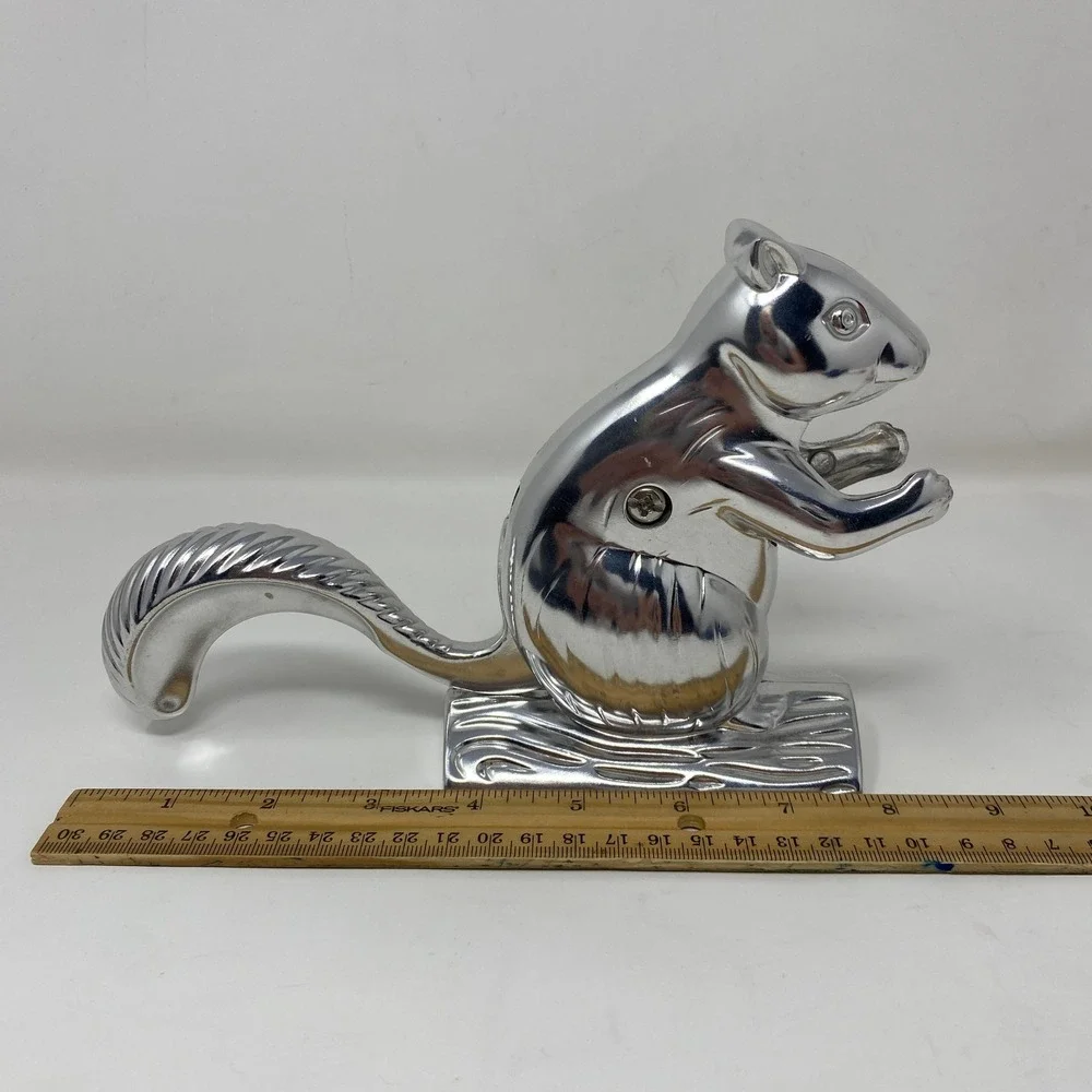 Vintage Norpro Davy Crackit Squirrel Nutcracker Silver Chrome Figural 6529